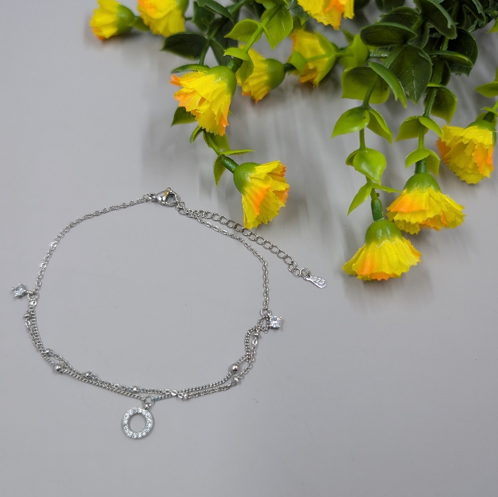 925 Sterling Silver Vintage Double Strand Crystal Bracelet